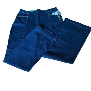INC Denim Jeans Size 18 Women Flare Leg Regular Fit Dark Wash Blue Denim NEW